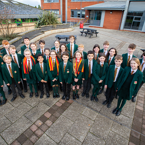 A group of students stood outside