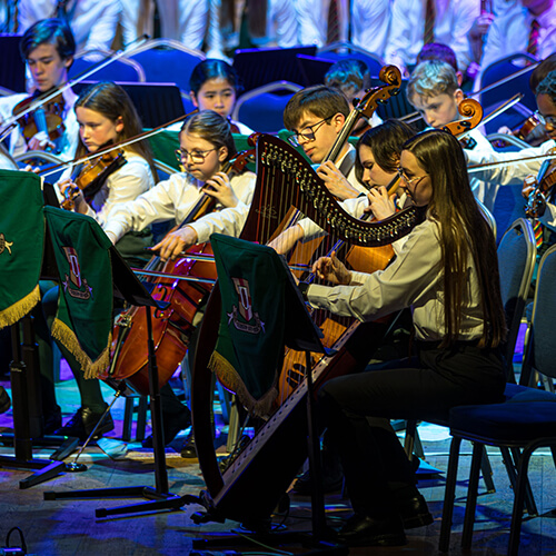 Students playing instruments