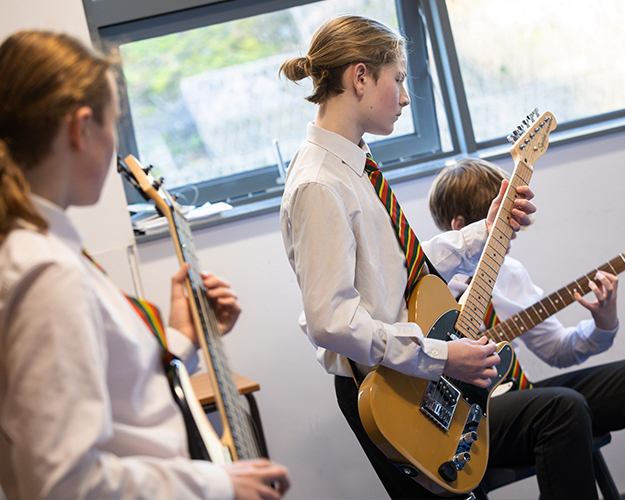 Students playing instruments